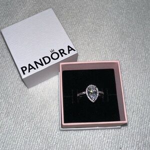Pandora Silver Ring with Pear-Shaped Stone